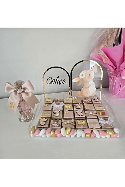 MAZERONREKLAM Şeffaf pleksi tepsi çikolata kutusu (süsleme ve çikolata kişiye...