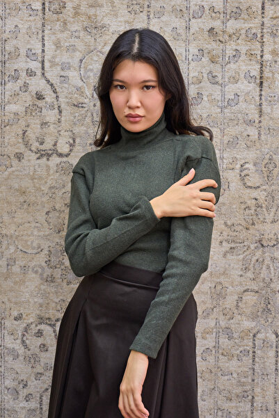 KÜÇÜĞÜM BUTİK Khaki Green Color Long Sleeve High Neck Badi