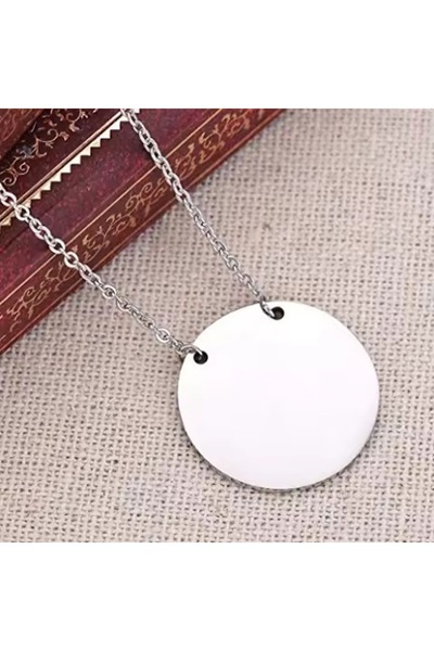 Produse.Top Colier argintiu cu pandativ rotund neted COL108