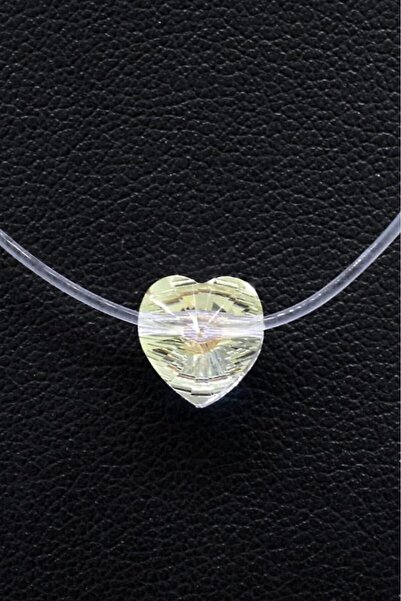 Produse.Top Colier Choker Dama cu Fir Elastic Transparent si Cristal Inima Reflexii Multicolore COL081