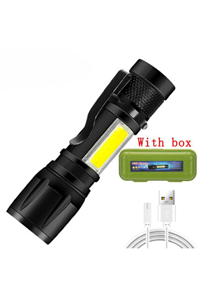 Choice مصباح يدوي صغير الحجم من زووم، أسود اللون، مزود ببطارية مدمجة، قطعة واحدة مع علبة، بقوة إضاءة فائقة السطوع 2000 لومن، بتقنية LED P50، مناسب للاستخدام التكتيكي والحمل اليومي.