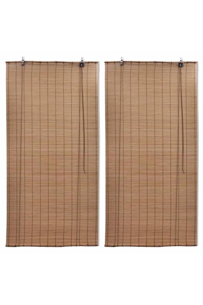 vidaxl ستائر رول من الخيزران، قطعتان، 100 × 160 سم، بني