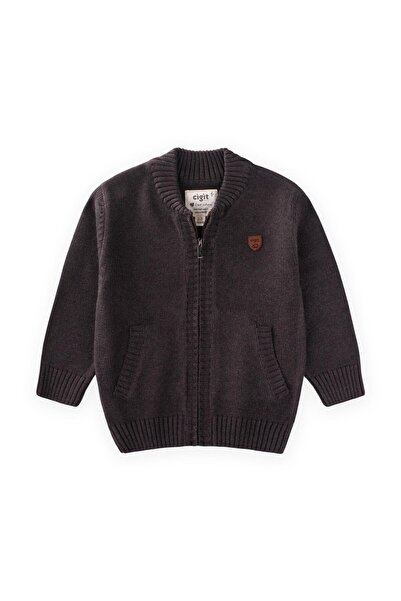Cigit Knitwear Pocket Cardigan 2-11 Years Old Brown