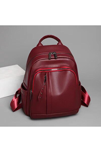 Produse.Top Rucsac dama grena fashion din piele ecologica cu multiple buzunare ACRD349