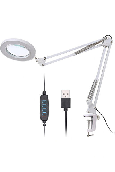 HPY Pazar 33 cm Double Arm USB Controlled Illuminated Magnifier – 64 Leds, 8X