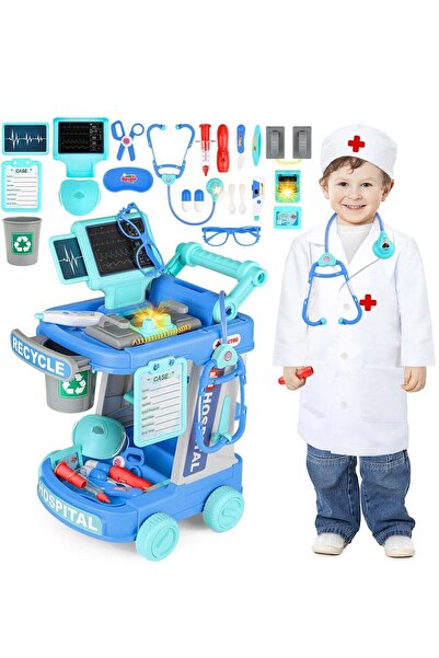 Generic Show Woo Children's Doctor Playset Medical Cart Pretend Play Tools, Blue (Ages 3-6)
