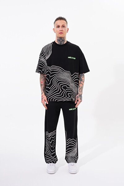 Machinist Men's Printed Oversized Set Black-White