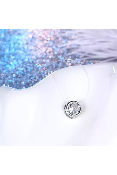 Produse.Top Colier Choker Dama Argintiu cu Fir Elastic Transparent si Cristal Rotund Reflexii Multicolore COL07