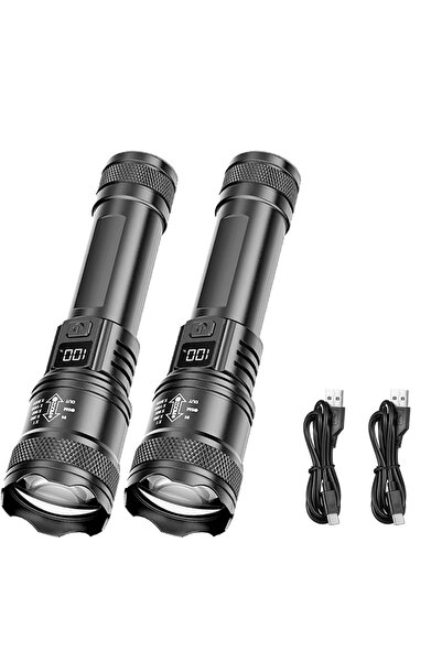 Choice ZOOM black Built in battery 2PCS 2000LM Ultra Bright P50 LED Flashlight Tactical EDC Emergency Spotl