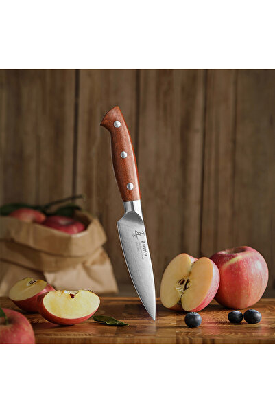 Zaika 11 cm Soyma Bıçağı- Sekoya Ağacı Sap- Paslanmaz Alman Çeliği