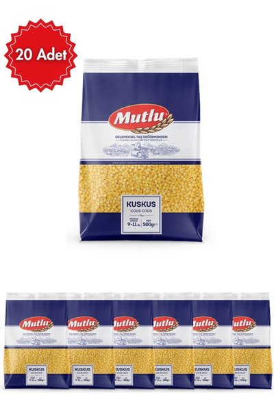 Mutlu MUTLUMakarna Kuskus 500 G x 20 Paket – Lezzetli, Dayanıklı ve Kolay Piş...