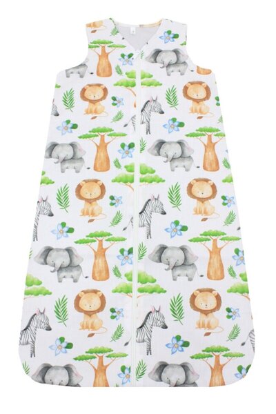 PRICHINDEL Sac de dormit din bumbac cu umplutură, Zebră și Elefant, multicolor