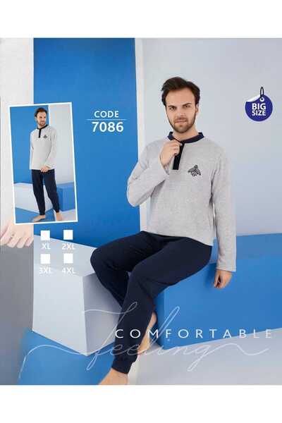 Produse.Top Pijama barbati vatuita batal din 2 piese bluza gri si pantaloni l...