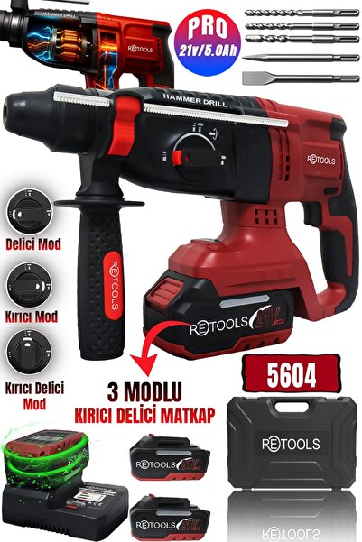 RETOOLS 5604 BORDO AKÜLÜ KIRICI DELİCİ MATKAP