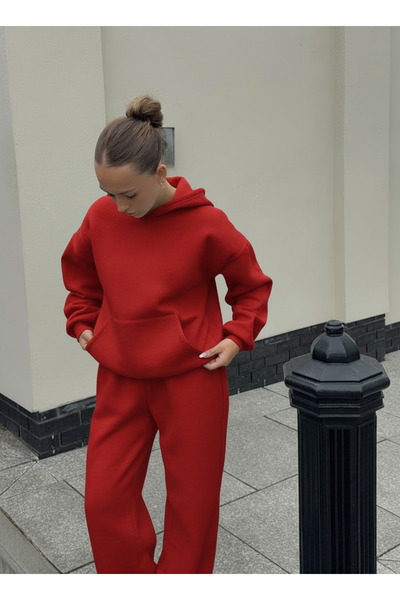 BayBayan ЖЕНСКИ 3-НИШЕН ОVERSIZED СПОРТЕН КОМПЛЕКТ С ШИРОКИ ПАНТАЛОНИ