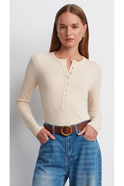 TUĞBALİ Kadın Çıtçıtlı Modal Karışımlı Top Bluz