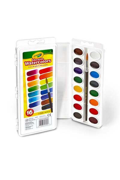 Crayola Watercolors, 16 Mixed Colors, Color Tray Insert