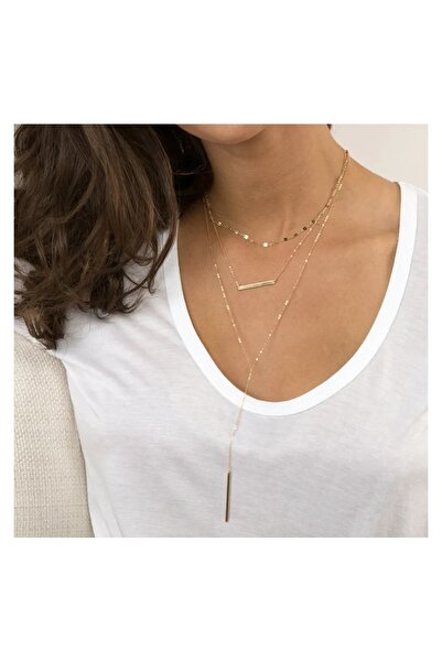 Produse.Top Set trei coliere aurii placate cu aur galben de 14 k cu pandantiv...