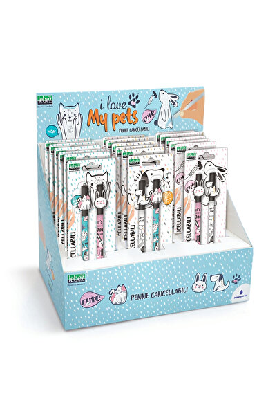 Lebez Erasable pen with cap, My Pets, 4 models (18 pcs display and 2 pcs blis...