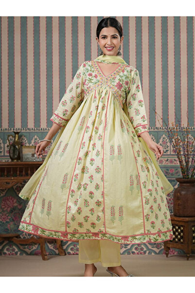 Ishin By Styli طقم نسائي من القطن الدوبي مكون من قميص وبنطال وشال