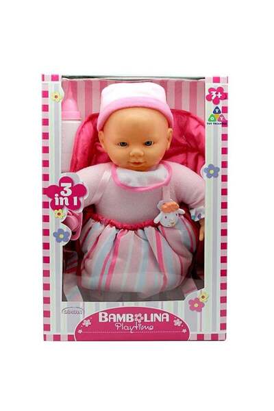 BAMBOLİNA دمية رويال بيبي بطول 30 سم مع مجموعة حاملة أطفال - مناسبة للأطفال م...