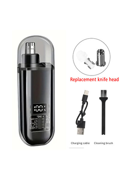 Heinast طقم ماكينة تشذيب شعر الأنف باللون الأسود المطور، مزودة ببطارية مدمجة ...