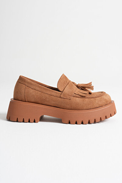 TRENDELLA Mina Women's Daily Tan Suede Loafer Shoes