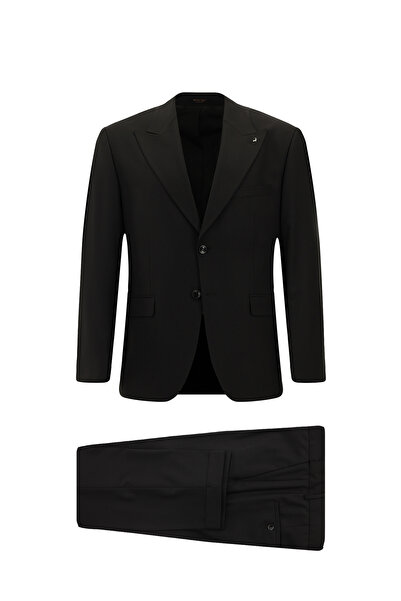 Abdullah Kiğılı Regular Fit Pointed Collar Plain Dobby Wool Classic Suit