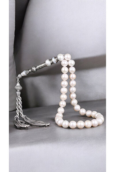 İnan Tesbih سبحة من حجر اللؤلؤ الفضي بتصميم خاص مقاس 10 مم