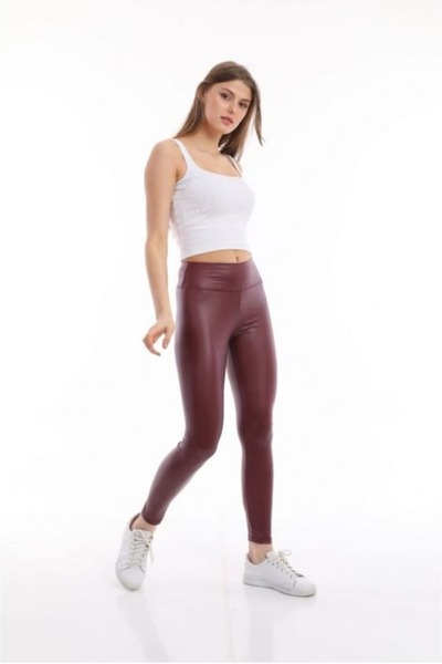 Produse.Top Colanti Dama Bordo imitatie piele cu talie inalta CDFIT087