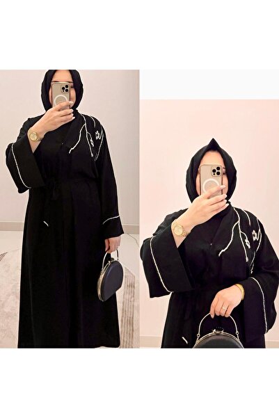 Bilen Hediyelik Çiçek Nakış İşlemeli Abaye (Şalıyla Birlikte)