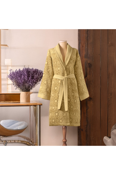 Altınbaşak Armo 100% бавовняний жіночий халат гірчичного кольору