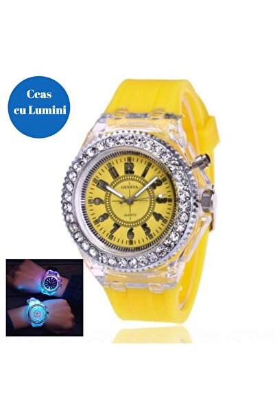 Produse.Top Ceas Dama Galben cu lumini Geneva CDGV015