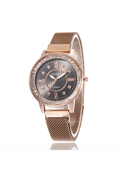 Produse.Top Ceas Dama Elegant Auriu cu negru cu bratara magnetica Sapphire Collection QUARTZ CDQZ098