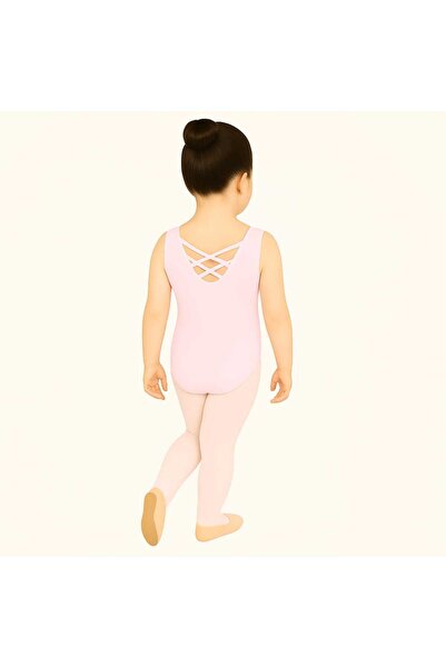 Ada Kostüm Tasarım Pink Zero Sleeve Back Cross Strap Ballet Leotard & Headband