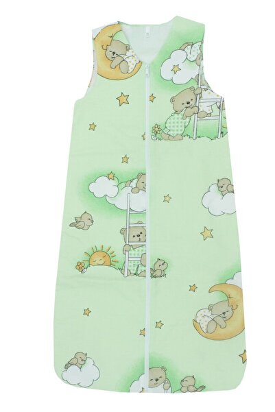 PRICHINDEL Sac de dormit cu umplutură, Sleepy Bear, bumbac, verde