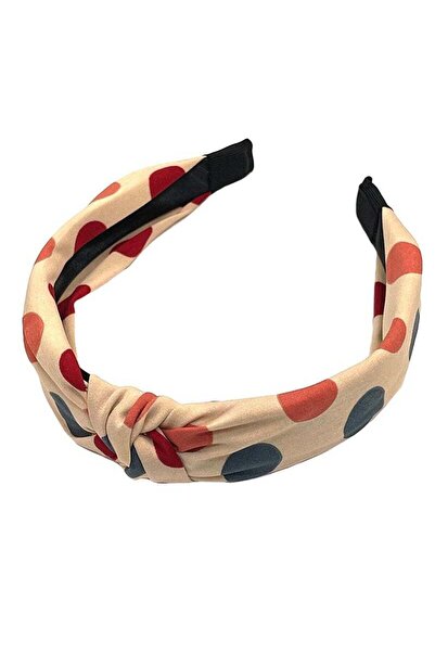 Produse.Top Bentita, coronita par bej din material textil cu buline si nod decorativ BP06