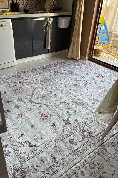 VOPTEKS Renkli Halı Mutfak Halısı Makinede Yıkanabilir Halı Kaymaz Taban Halı