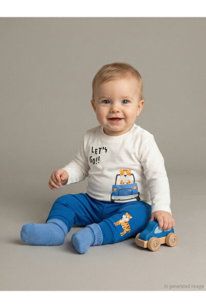 LC Waikiki Crew Neck Baby Boy Sweatshirt and Tracksuit Bottom