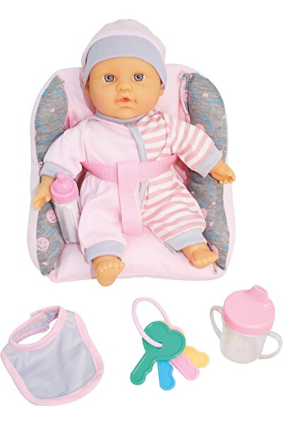 BAMBOLİNA دمية ناعمة مع مقعد سيارة وملحقات، طولها 26 سم - مناسبة للأطفال من ع...