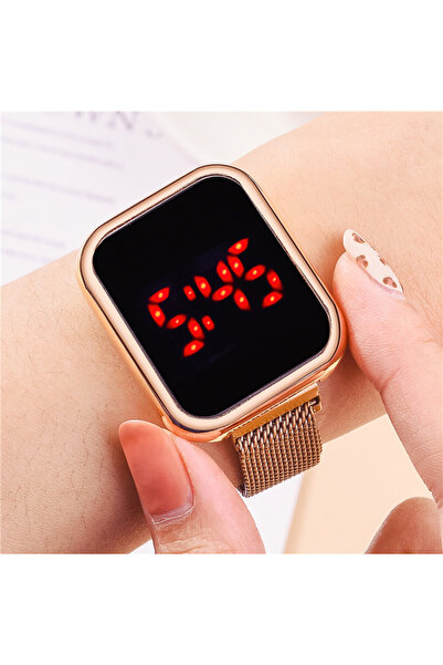 Produse.Top Ceas Electronic Fashion LED Auriu cu touch screen si bratara magn...