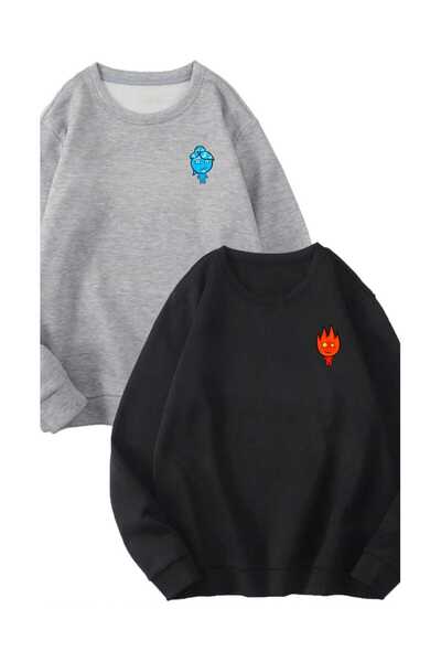 özcstore COMBINAȚIE DE CUPLU BĂRBAȚI/FEMEI CU GULER ROTUND ȘI IMPRIMAT CU FOC...