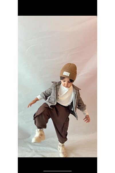 bohemiankids baby wear طقم سترة بنية اللون مع بنطلون كارجو