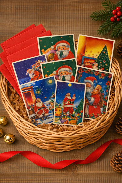 Panda New Year's Christmas Postcard Set of 5 Red Envelopes |   Glitter Christ...