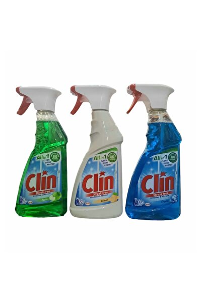 Clin Set of 3 Windows & Glass window cleaner Apple, Lemon, Blue 500 ml
