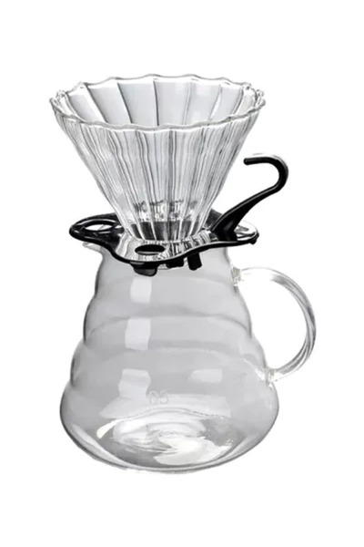 Arabest وعاء قهوة يدوي V60 مع فلتر زجاجي شفاف، مع قاعدة قابلة للإزالة، 600 مل