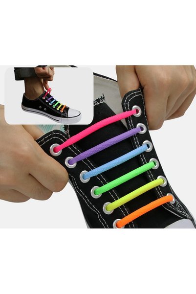 Sarphia Store Set de 2 șireturi elastice din silicon, FĂRĂ ATINGERE pentru adidași, Negre