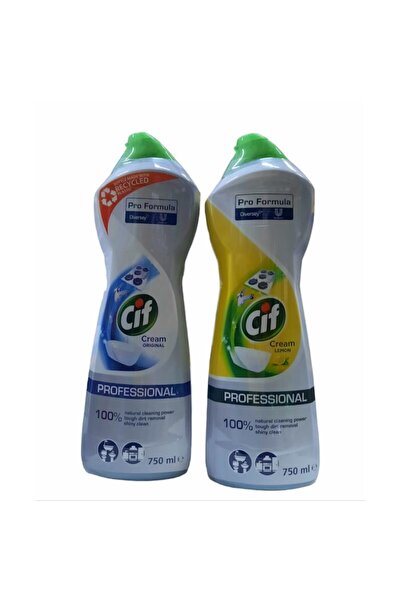Cif Pack of 2 x Surface Cream Cream Professional Original, Lemon, 750 ml