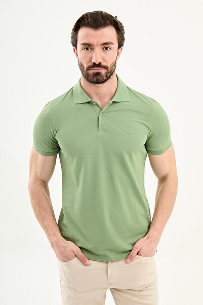 Mcr Plain Slim Fit Polo Neck Basic Men's T-Shirt Çağla - 36645.21Y