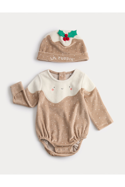 Marks & Spencer 2’li Pamuk Karışımlı Yılbaşı Body ve Şapka Seti